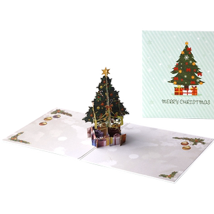 圣诞节贺卡高级感美好祝福送恋人男生女孩子礼物创意纸雕手工3diy制作立体树小卡片定制代写祝福语