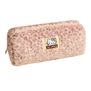 毛绒豹纹笔袋ins风高颜值学生女孩文具盒大容量简约小众铅笔盒可爱2025新款多巴胺多功能文具袋