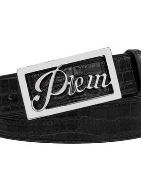 PHILIPP PLEIN 男士复古字母针扣腰带商务日常通勤穿搭装饰皮带