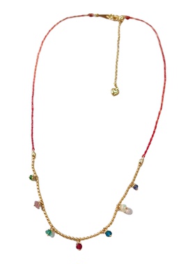 天然彩色多宝算盘珠14K包金项链