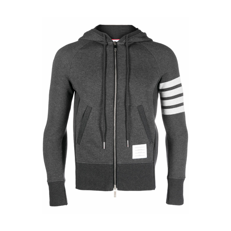 [6期免息]THOM BROWNE 男士四条纹纯棉拉链拉绳连帽衫卫衣