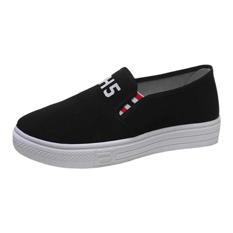 YH5厚底帆布鞋女2025春季新款一脚蹬懒人休闲鞋女学生低帮板鞋子