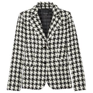 【6期免息】【新年礼物】kate spade ks 千鸟格黑白格纹西装外套