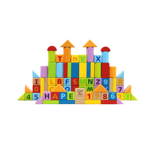 Hape80粒积木宝宝益智拼装玩具1岁男女孩婴幼儿木制早教生日礼物