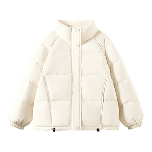 班尼路S&K系列白鸭绒短款羽绒服女2026新款轻薄女装黑色冬季外套M