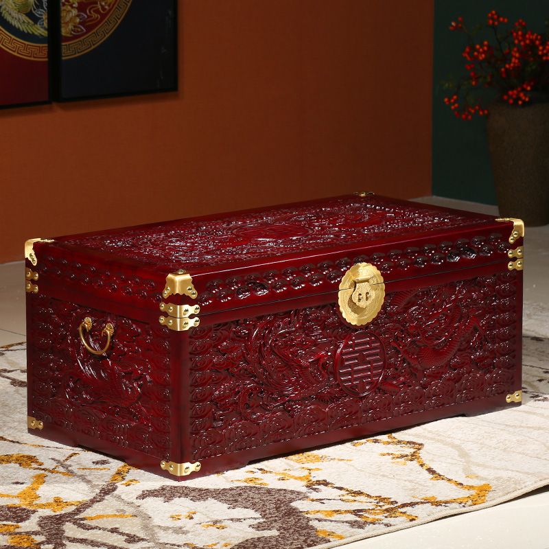 5ZW香樟木箱子婚嫁箱嫁妆结婚衣陪嫁字画仿古收纳箱箱储物箱箱子