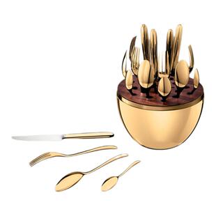 现货CHRISTOFLE MOOD昆庭正餐蛋镀银玫瑰金24件刀叉餐具礼品套装