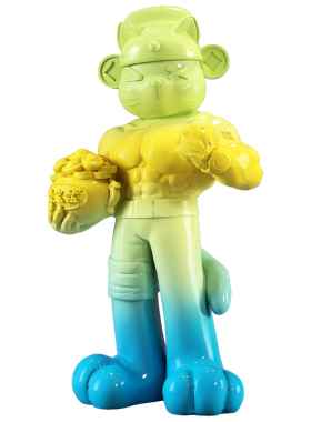 安妮拾光肌肉财神猫落地摆件