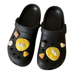 细细条 可爱洞洞鞋外穿夏季休闲情侣包头足弓ins凉拖男女沙滩鞋