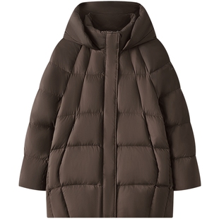 Marc O'Polo/MOP冬季新款高级白鸭绒中长款保暖时尚面包羽绒服女