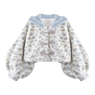 ACLUB豹猫X蓝猫水色毛毛外套雪豹纹长短款少女环保水貂皮草