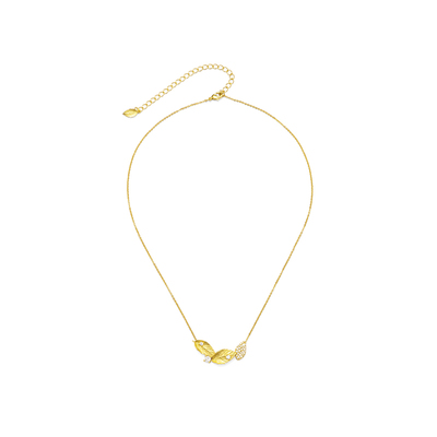 OOAK界格月桂叶加冕系列微笑项链红玉髓虎眼石月桂叶简约金色项链