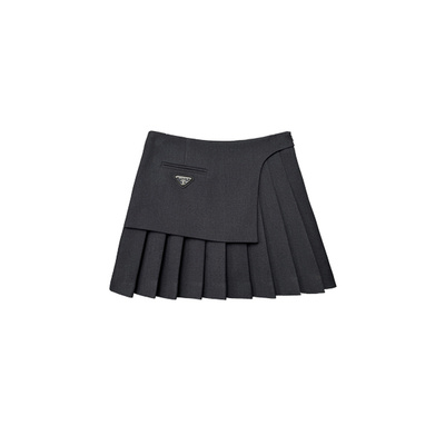 【一比Eby】三角标百褶裙挡片设计西装半身裙短裙秋冬新款女51451