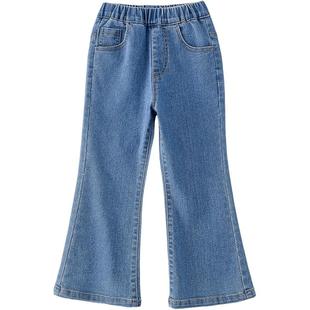 棉花堂女童牛仔裤百搭春秋新款儿童洋气长裤宝宝休闲喇叭裤童装潮