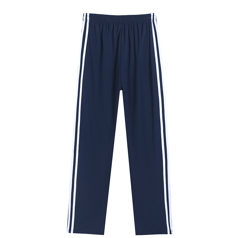 冰丝夏薄款藏青色校服裤两条杠
