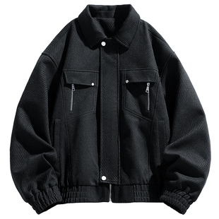 迈特优老钱风翻领夹克男春秋季美式cleanfit高级感休闲哈灵顿外套