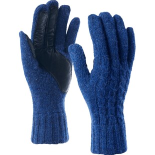 卡蒙羊毛针织羊皮拼接手套女冬骑车保暖加厚短款手套户外开车防寒