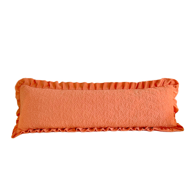 牛奶绒夹棉花边长枕套带双人枕芯