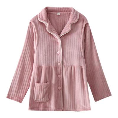 法兰绒秋冬加绒加厚孕妇上衣睡衣