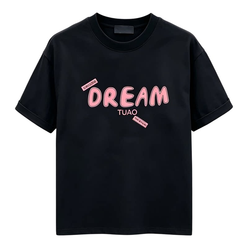GLEDREAM字母印花纯棉短袖T恤