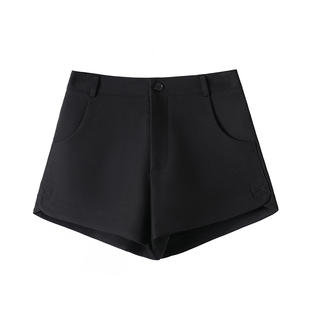 FASC自制 西装黑色短裤女秋冬打底外穿小个子显瘦辣妹高腰热裤