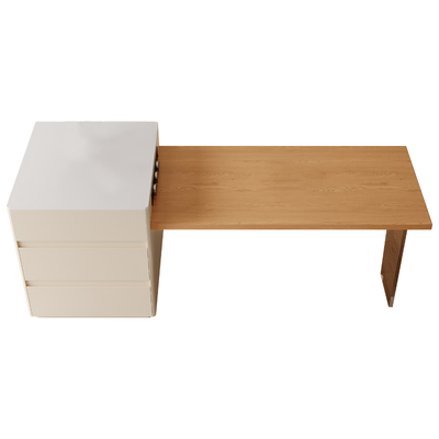 日式原木风亚克力悬浮岛台餐桌