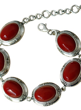 复古925纯银高级感仿珊瑚手链