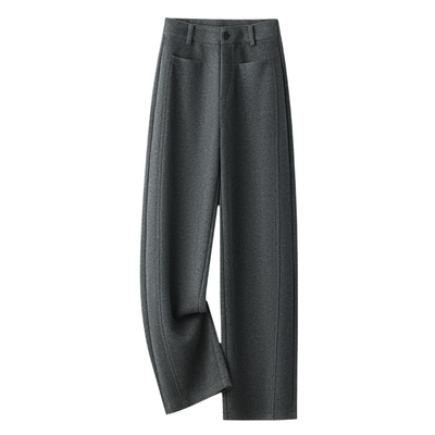 垂感桑蚕丝保暖绵羊毛窄版直筒弯刀裤女秋冬加厚植绒宽松阔腿休闲