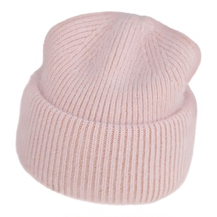 韩国冷帽冬季针织帽子大帽檐女款防风套头圆顶成人兔毛毛线帽