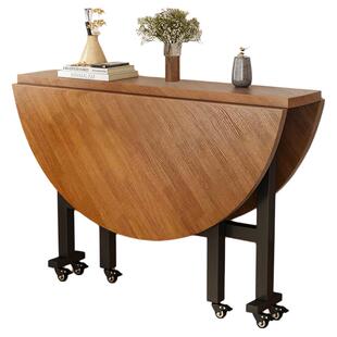 折叠桌圆形桌子餐桌饭桌家用小户型折叠大圆桌转盘吃饭桌面多功能