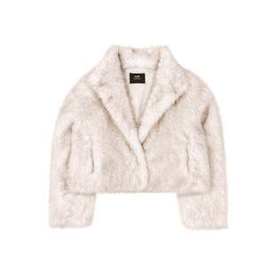 FDR官方店 超火短款环保皮草外套女2025新款秋冬立领夹克毛毛外套