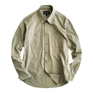 西里布全棉休闲工装长袖衬衫阿美咔叽日系复古休闲纯色新品非rrl