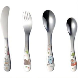 儿童刀叉勺套装304不锈钢卡通西餐餐具幼儿园学生刻字定制叉子勺