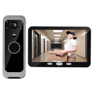 无线智能可视门铃家用监控带显示屏WiFi摄像头涂鸦智能猫眼手机远程语音高清夜视电池长续航大广角门口防水