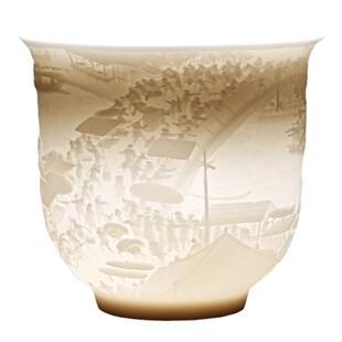 德化白瓷羊脂玉茶杯主人杯单杯大号陶瓷清明上河图龙凤品茗杯茶盏