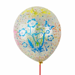 12寸印花透明亮片气球彩色泡沫气球儿童无毒玩具商场活动装饰布置