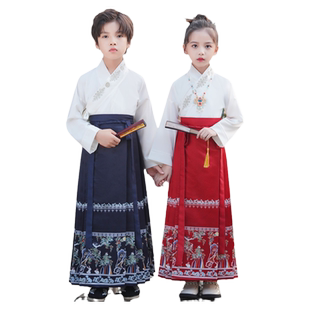 儿童马面裙2025新款套装男童唐装中国风民族服装夏女童国学演出服