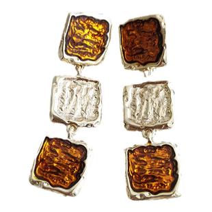 洛克复古 法式树脂方形长款耳环简约气质港风小众设计感耳饰587