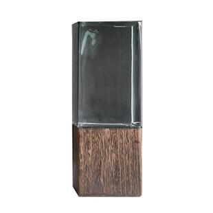 新中式实木花瓶摆件客厅插花玻璃干花富贵竹落地大装饰轻奢水培