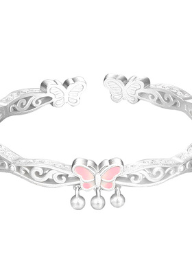 足银9999蝶絮手镯纯银