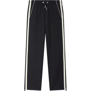 BM条纹裤子男士2025新款休闲裤男直筒运动卫裤潮牌高级感刺绣字母