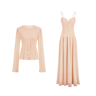 设计感收腰吊带连衣裙针织外搭女