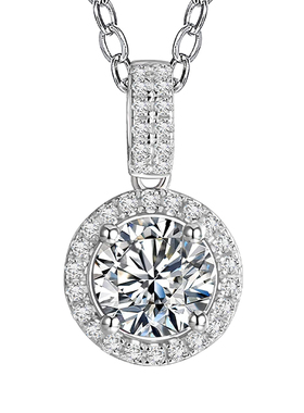 纯银单钻925吊坠女莫桑石项链