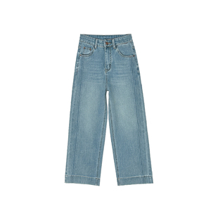 直直腿!电线杆裤~双侧线九分直筒牛仔裤女2026新款小个子烟管裤