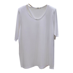 垫肩t恤女夏季薄款冰丝防晒衫大领口t恤女短袖镂空面膜上衣女半袖