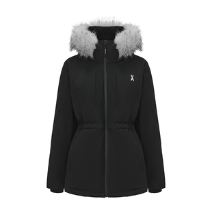 安欧兔小腰精派克服女中长款收腰羽绒服防水夹克毛领可拆2025新款