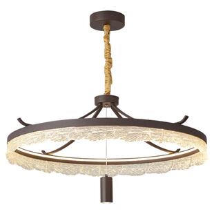 新中式客厅饭厅吊灯圆形2025年新款设计师款别墅覆式楼梯圈圈灯