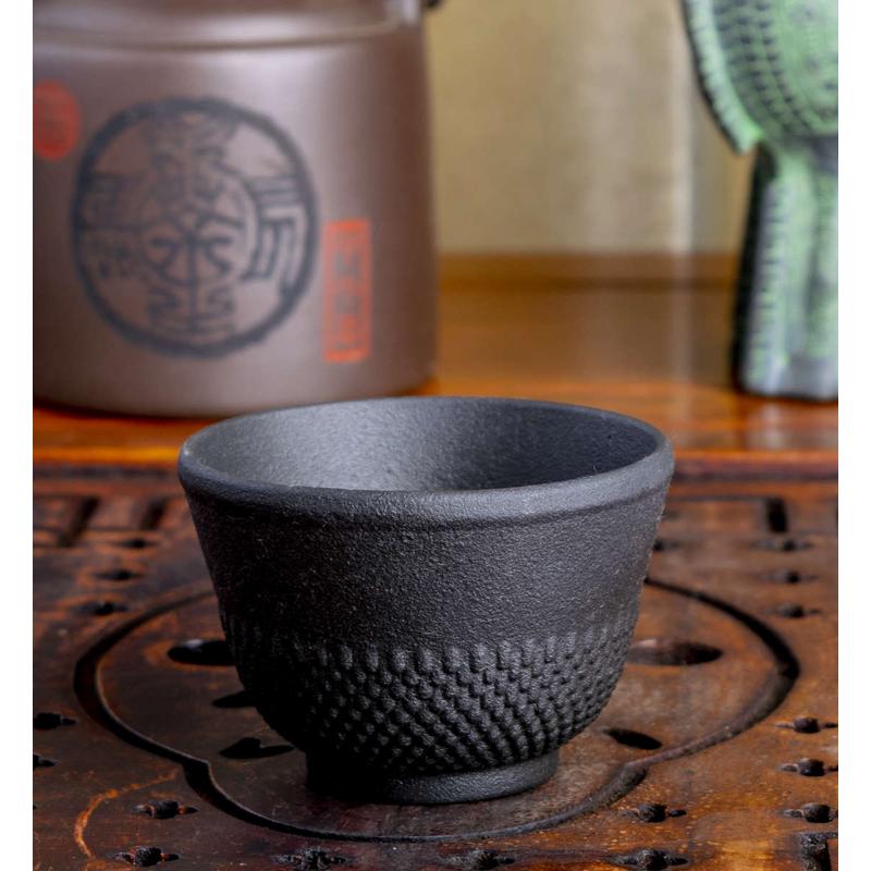铸铁纯手工无涂层泡茶水杯子铁壶茶具配套生玄铁黑色茶杯单杯茶碗