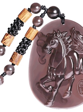 冰种黑曜石生肖本命年毛衣项链