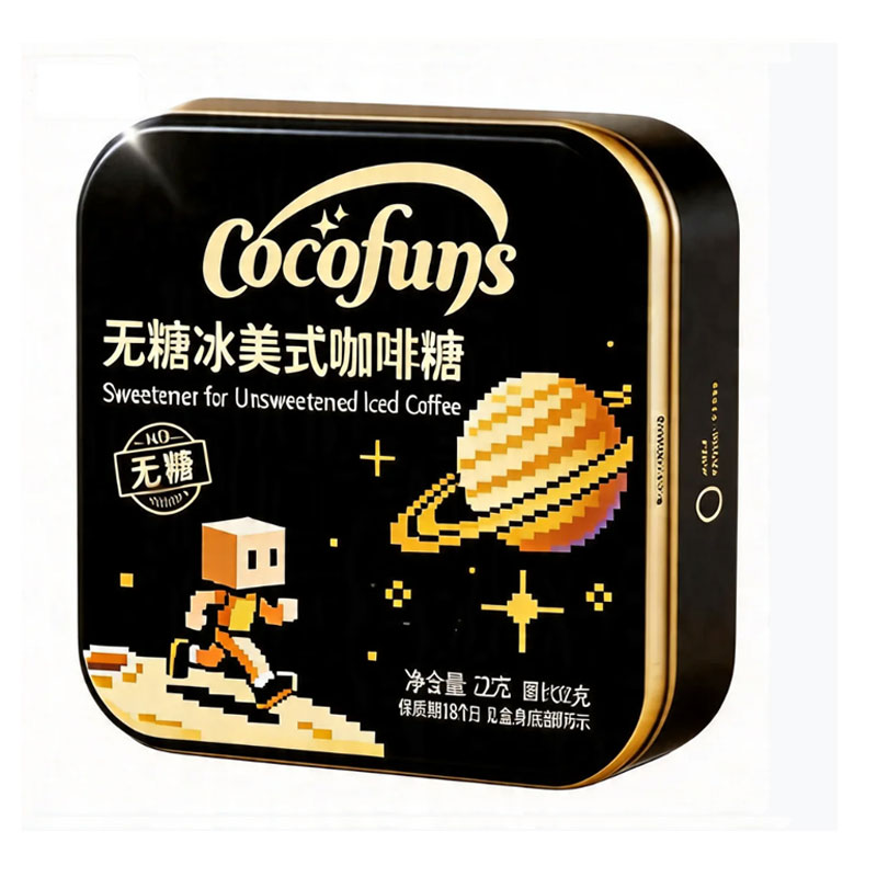 COCOFUNS冰美式无糖咖啡糖意式木糖醇润喉清凉特浓黑金咖啡小方盒